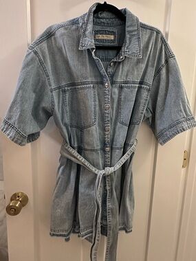 BRAND NEW NEVER WORN FREE PEOPLE We The Free Light Blue Denim Shirt Dress